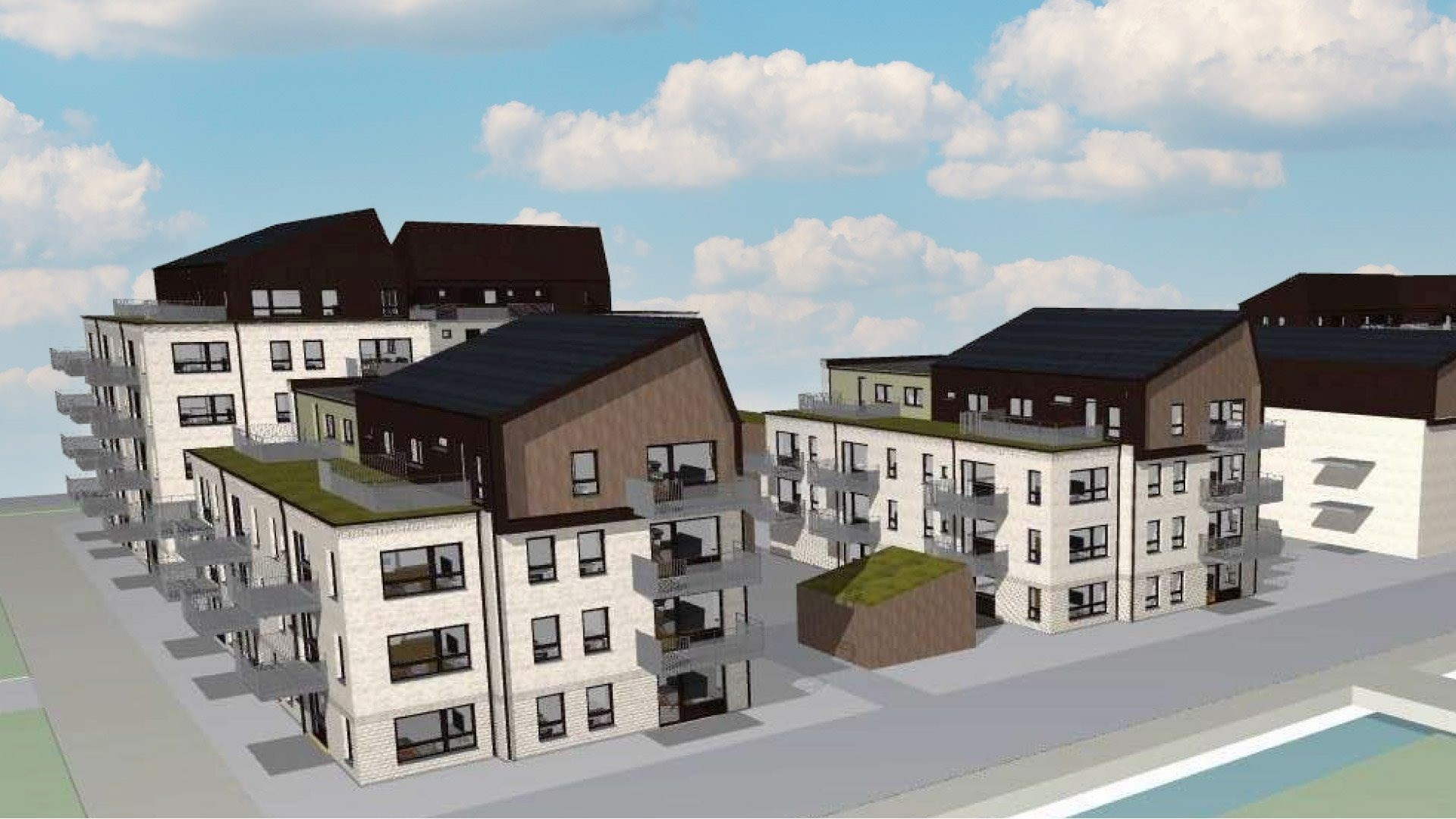Arkitektillustration för det nya kvarteret