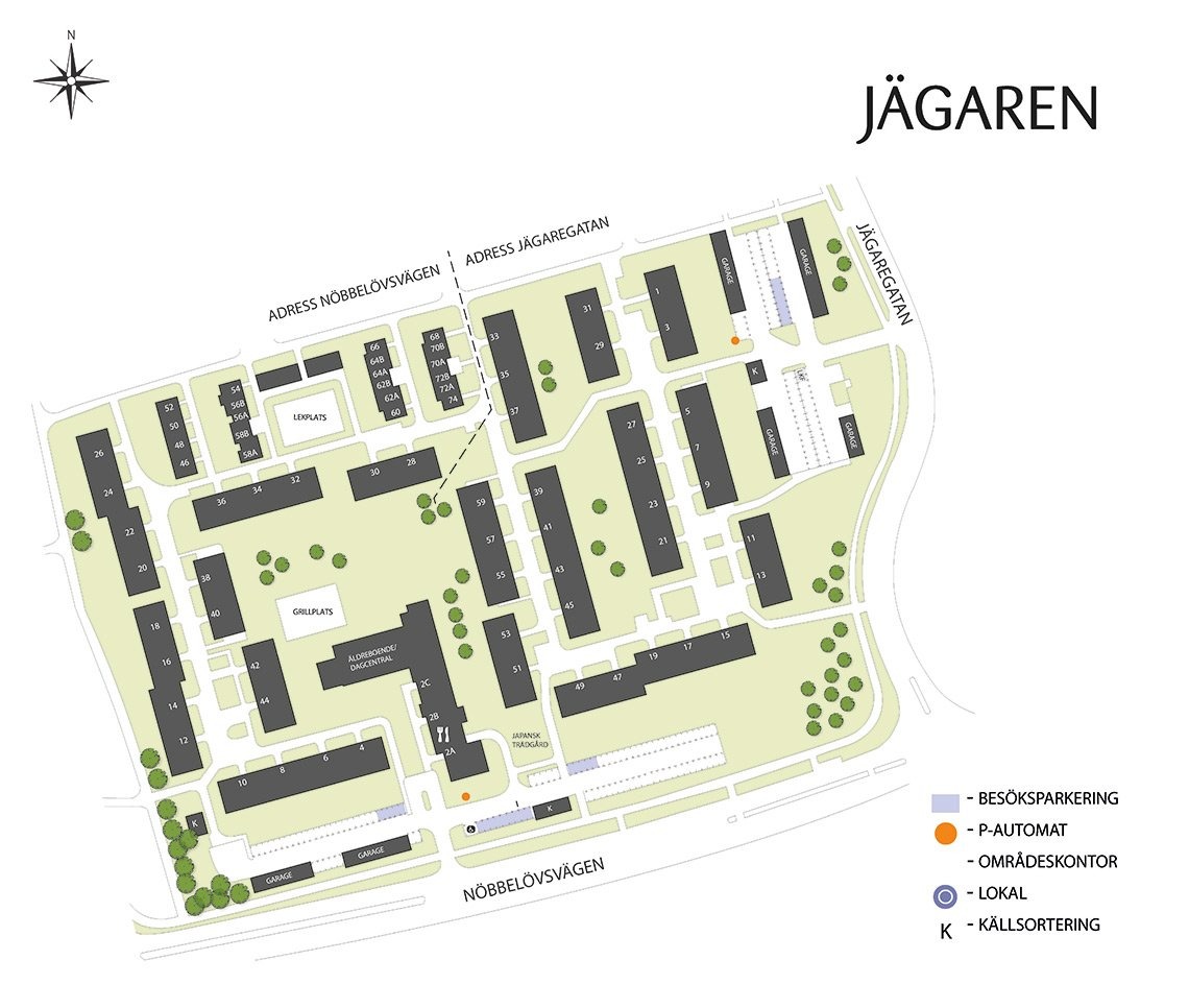 En områdeskarta över området Jägaren