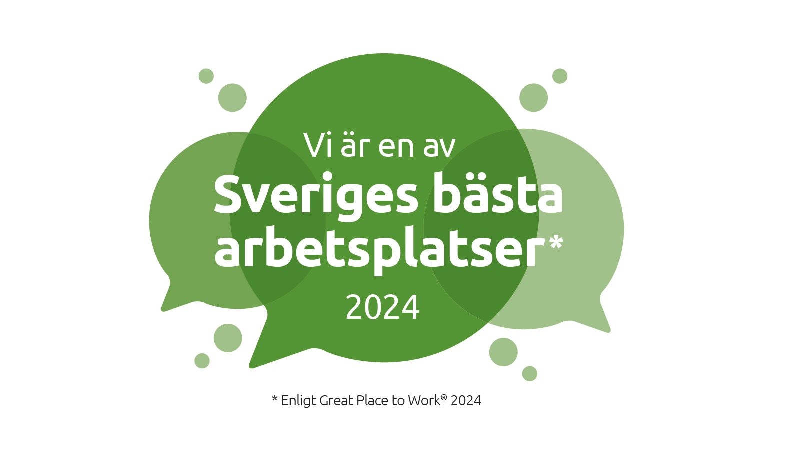Dekorativ bild med texten Vi är en av Sveriges bästa arbetsplatser 2024. 