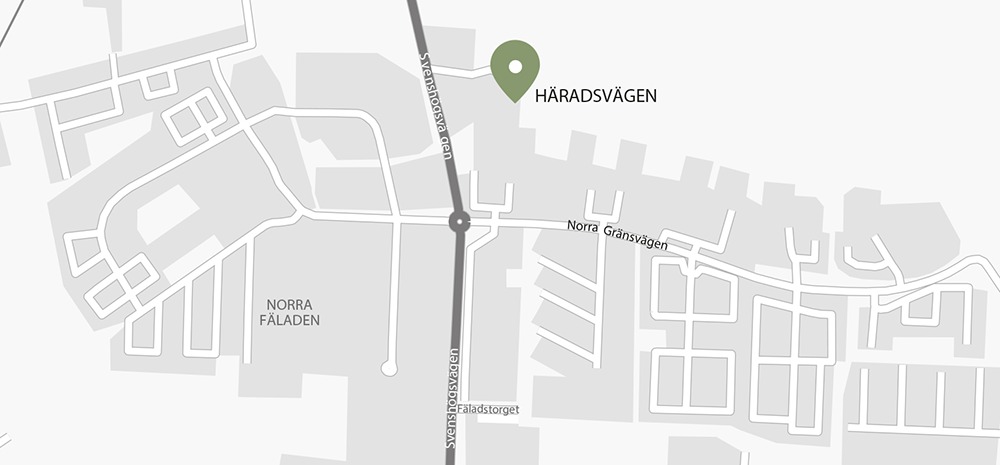 karta över norra fäladen med Häradsvägen utmärkt