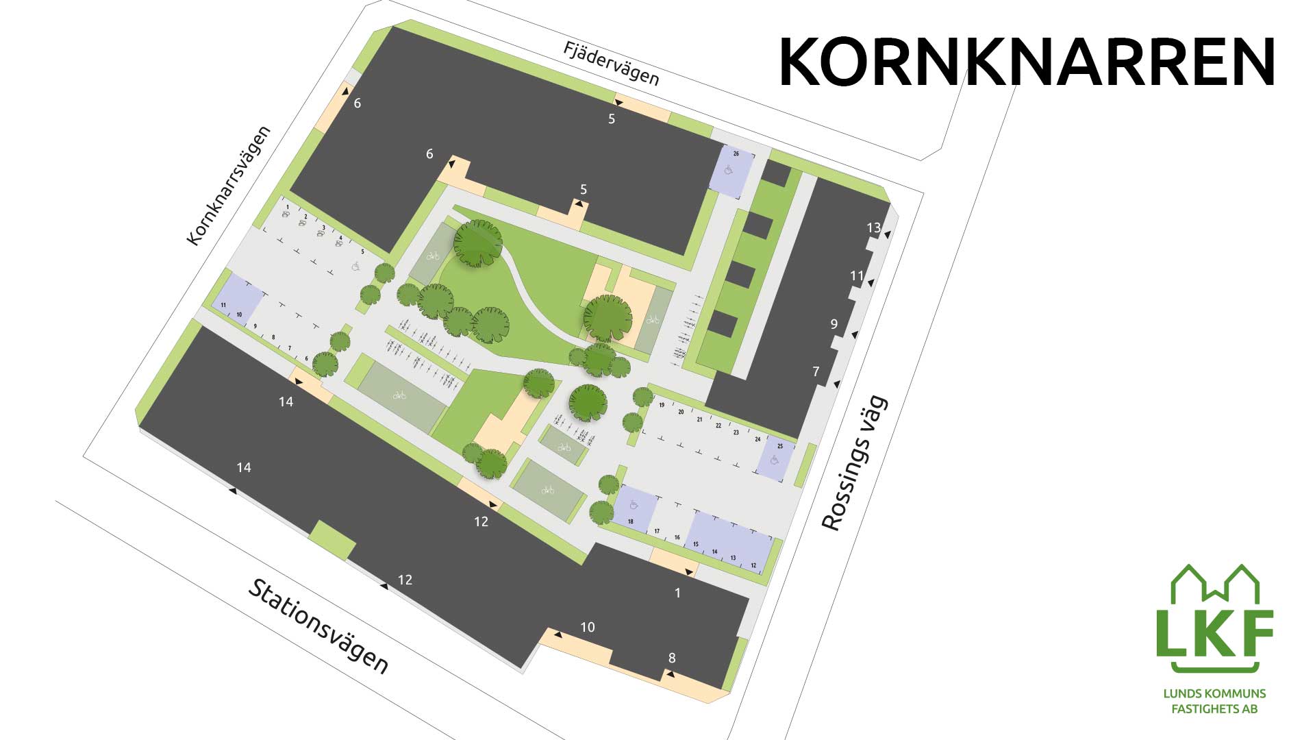 Karta över kvarteret Kornknarren i Stångbyg.