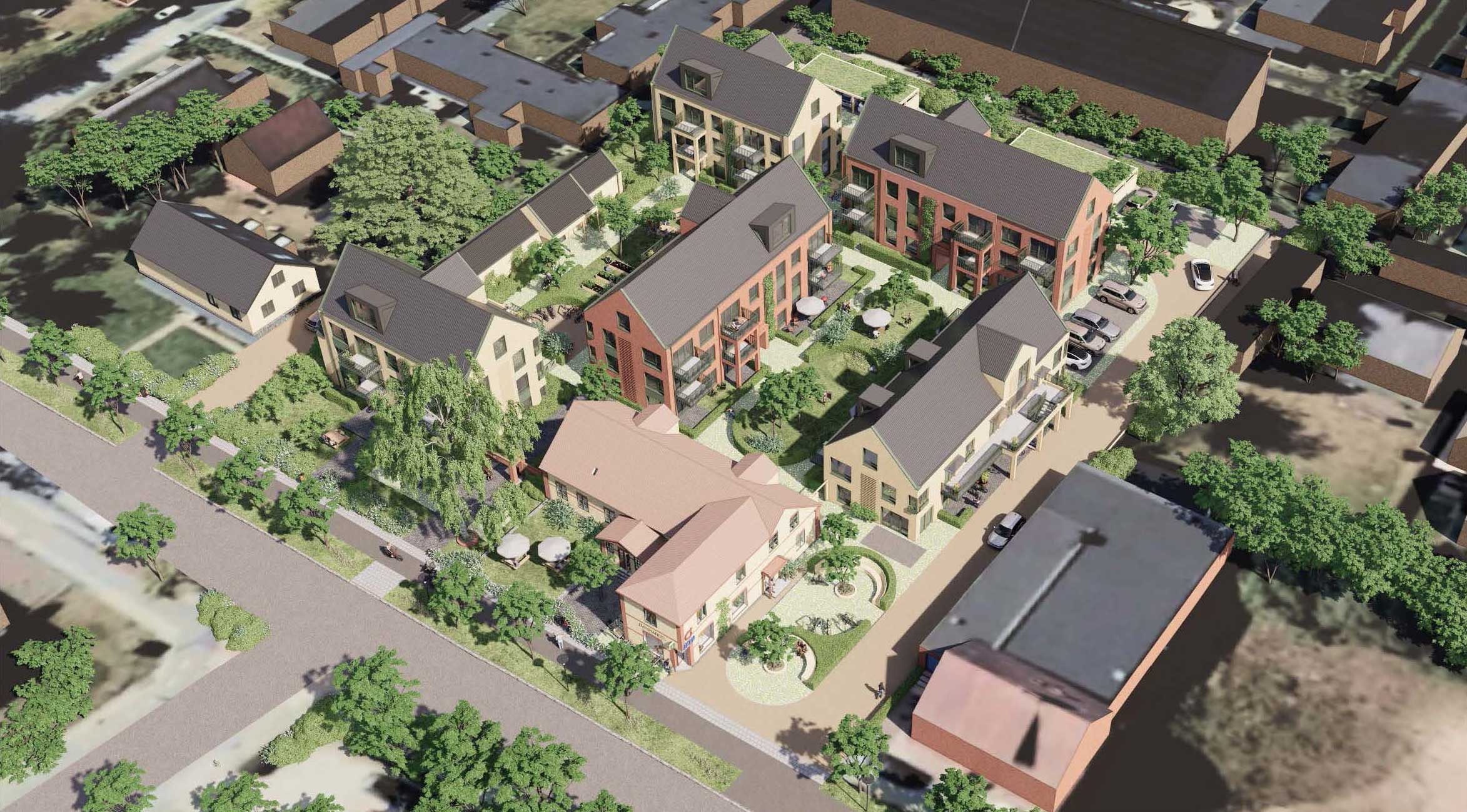 Illustration över det nya kvarteret, en visionsbild