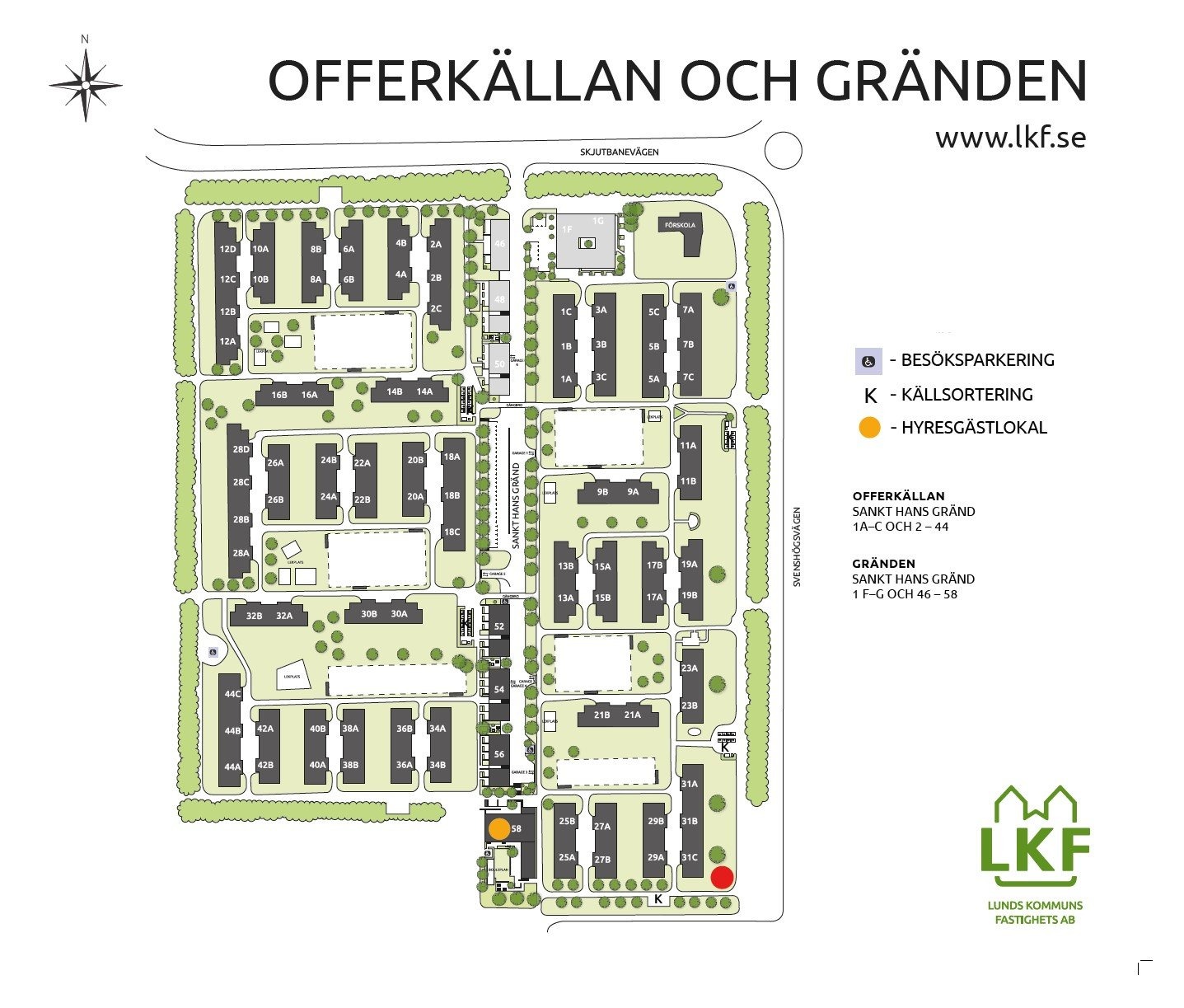 En områdeskarta över kvarteret Gränden