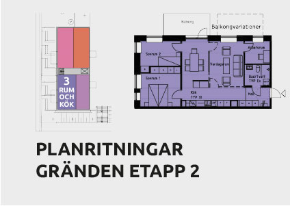 Planritningar för lägenheterna i etapp 2 av Gränden