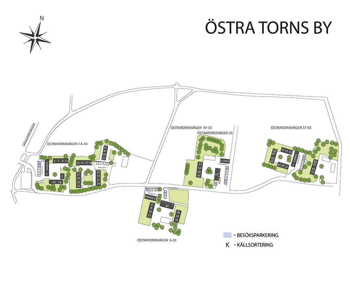 Områdeskarta Östra Torns by